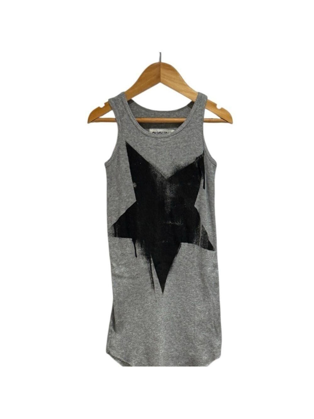 NUNUNU Gray Ribbed Tank Dress with Black Star Accent - size 2-3